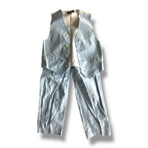 Izod Boys Dress Suit Set Size 6 Vest & Pants Light Blue Formal Outfit